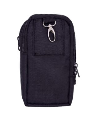 Multi Pocket Vertical Dual Mobile Pouch - Black
